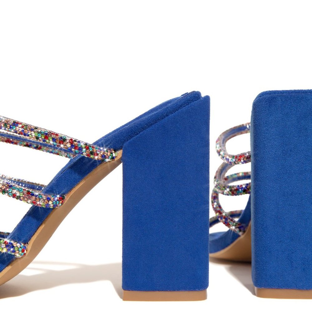 NEW🔥 Jewel Squared Open Toe High Heel Mule Sandal - Picture 5 of 5